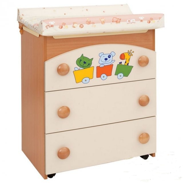 Комод с пеленальным столиком и ванночкой Bambino Gloria Nature Beige
